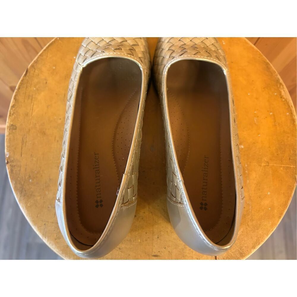 Naturalizer Woven Brazil Leather Ballet Flats Loafers Shoes Womens 7.5N Pewter - Picture 5 of 11